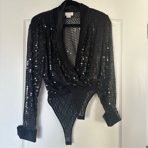 Vintage cache long sleeve sequin bodysuit